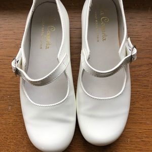 White patent leather shoes